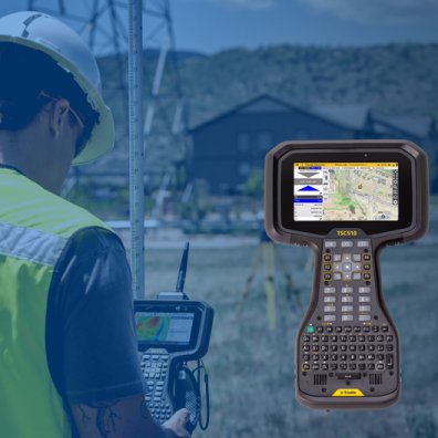 Spectra vs Trimble comparison showing field data collector and surveying software interface used for site measurement and mapping.